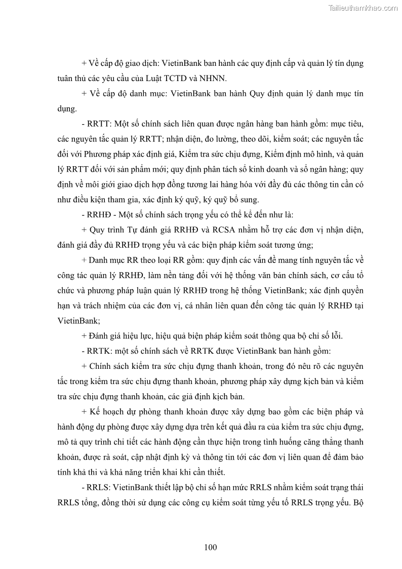 Luận án tiến sĩ kinh tế Khung đánh giá an toàn vốn nội bộ ICAAP của Ngân hàng Thương mại cổ phần Công thương Việt Nam - 10 Trang 111