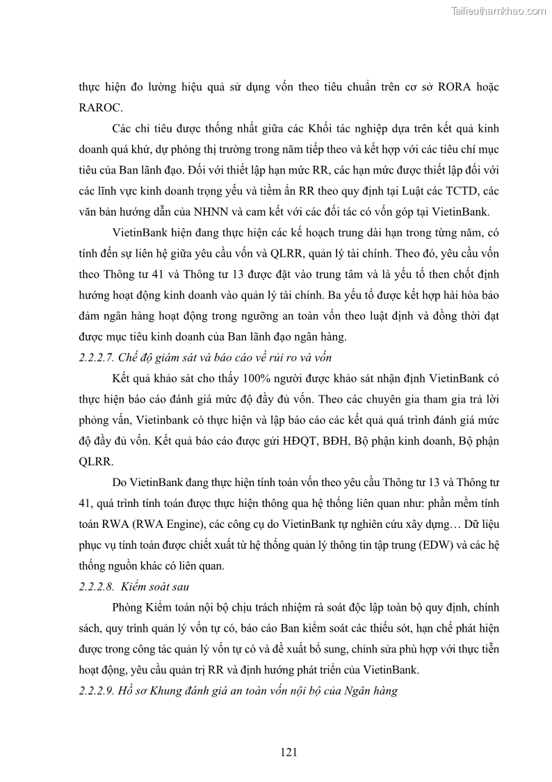 Luận án tiến sĩ kinh tế Khung đánh giá an toàn vốn nội bộ ICAAP của Ngân hàng Thương mại cổ phần Công thương Việt Nam - 11 Trang 132