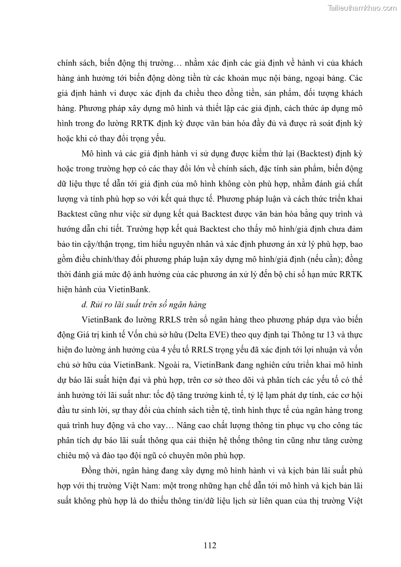 Luận án tiến sĩ kinh tế Khung đánh giá an toàn vốn nội bộ ICAAP của Ngân hàng Thương mại cổ phần Công thương Việt Nam - 11 Trang 123