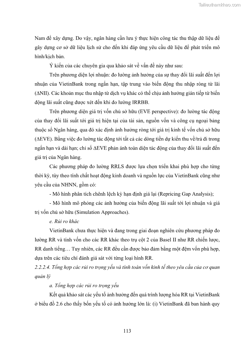 Luận án tiến sĩ kinh tế Khung đánh giá an toàn vốn nội bộ ICAAP của Ngân hàng Thương mại cổ phần Công thương Việt Nam - 11 Trang 124