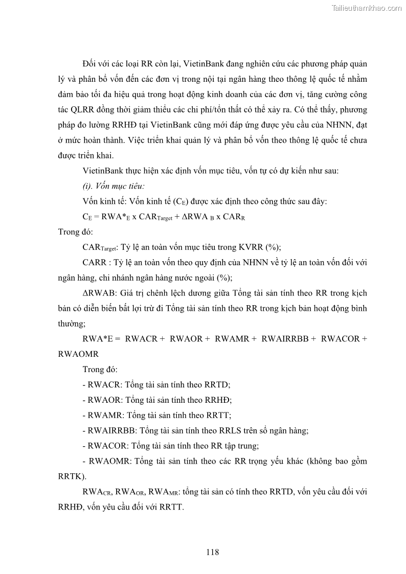 Luận án tiến sĩ kinh tế Khung đánh giá an toàn vốn nội bộ ICAAP của Ngân hàng Thương mại cổ phần Công thương Việt Nam - 11 Trang 129