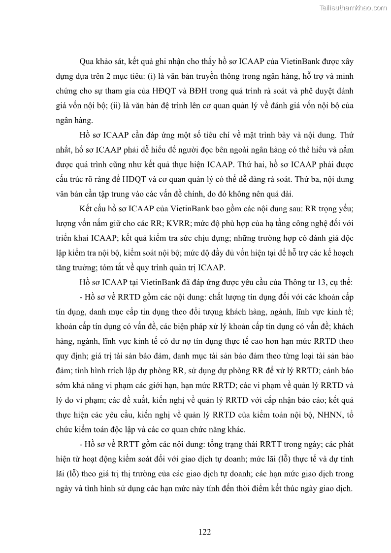 Luận án tiến sĩ kinh tế Khung đánh giá an toàn vốn nội bộ ICAAP của Ngân hàng Thương mại cổ phần Công thương Việt Nam - 12 Trang 133