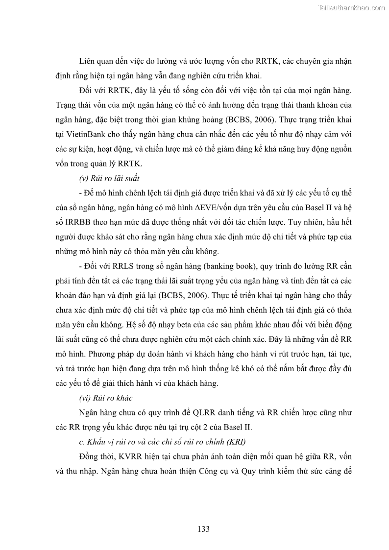 Luận án tiến sĩ kinh tế Khung đánh giá an toàn vốn nội bộ ICAAP của Ngân hàng Thương mại cổ phần Công thương Việt Nam - 12 Trang 144
