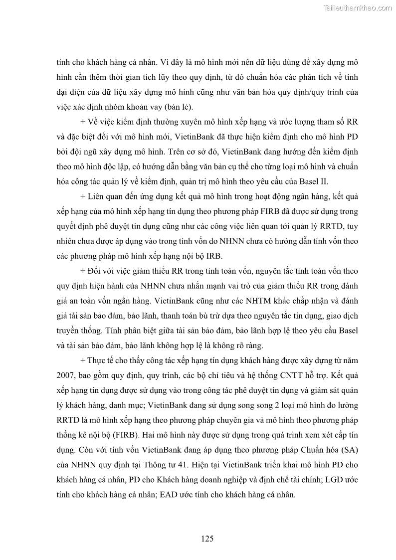 Luận án tiến sĩ kinh tế Khung đánh giá an toàn vốn nội bộ ICAAP của Ngân hàng Thương mại cổ phần Công thương Việt Nam - 12 Trang 136