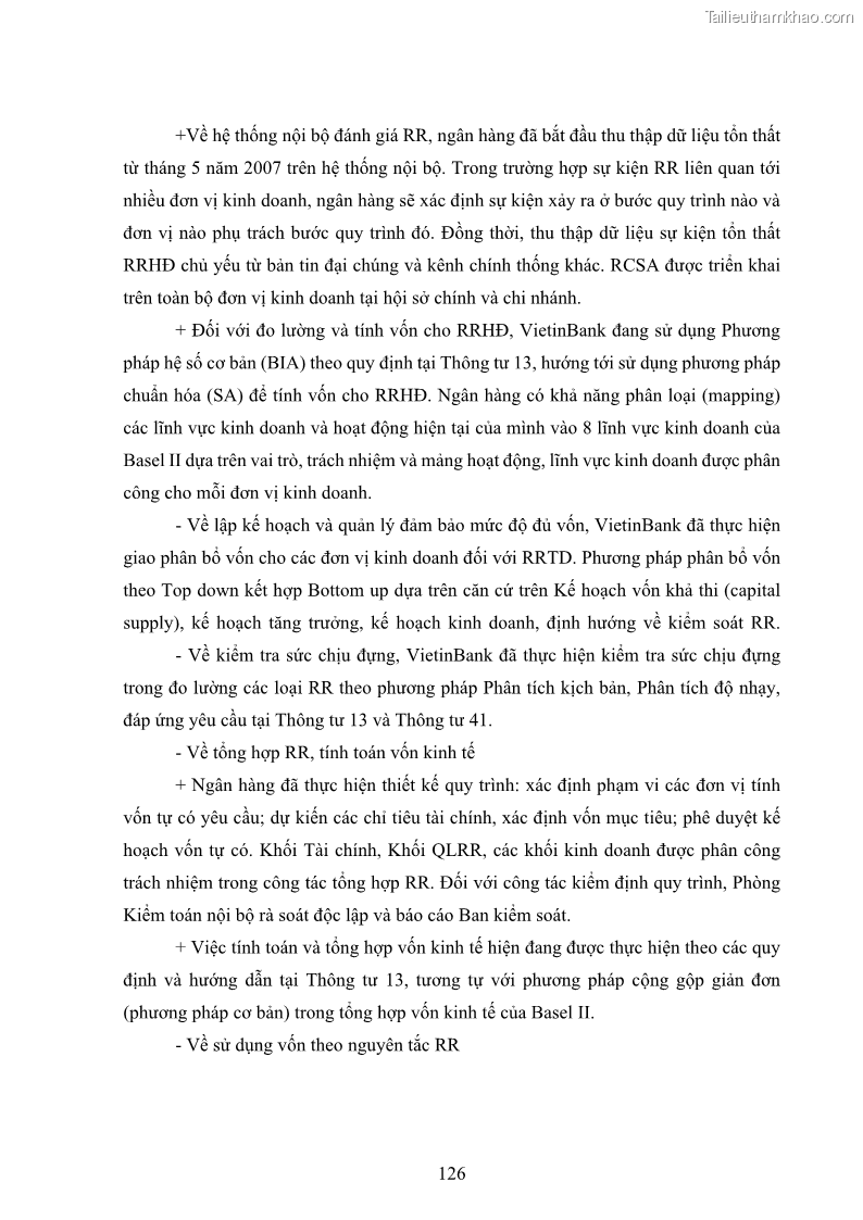 Luận án tiến sĩ kinh tế Khung đánh giá an toàn vốn nội bộ ICAAP của Ngân hàng Thương mại cổ phần Công thương Việt Nam - 12 Trang 137