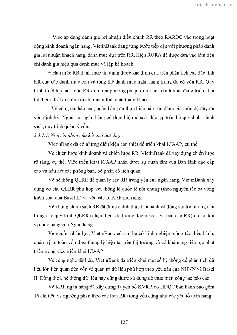 Luận án tiến sĩ kinh tế Khung đánh giá an toàn vốn nội bộ ICAAP của Ngân hàng Thương mại cổ phần Công thương Việt Nam - 12 Trang 138