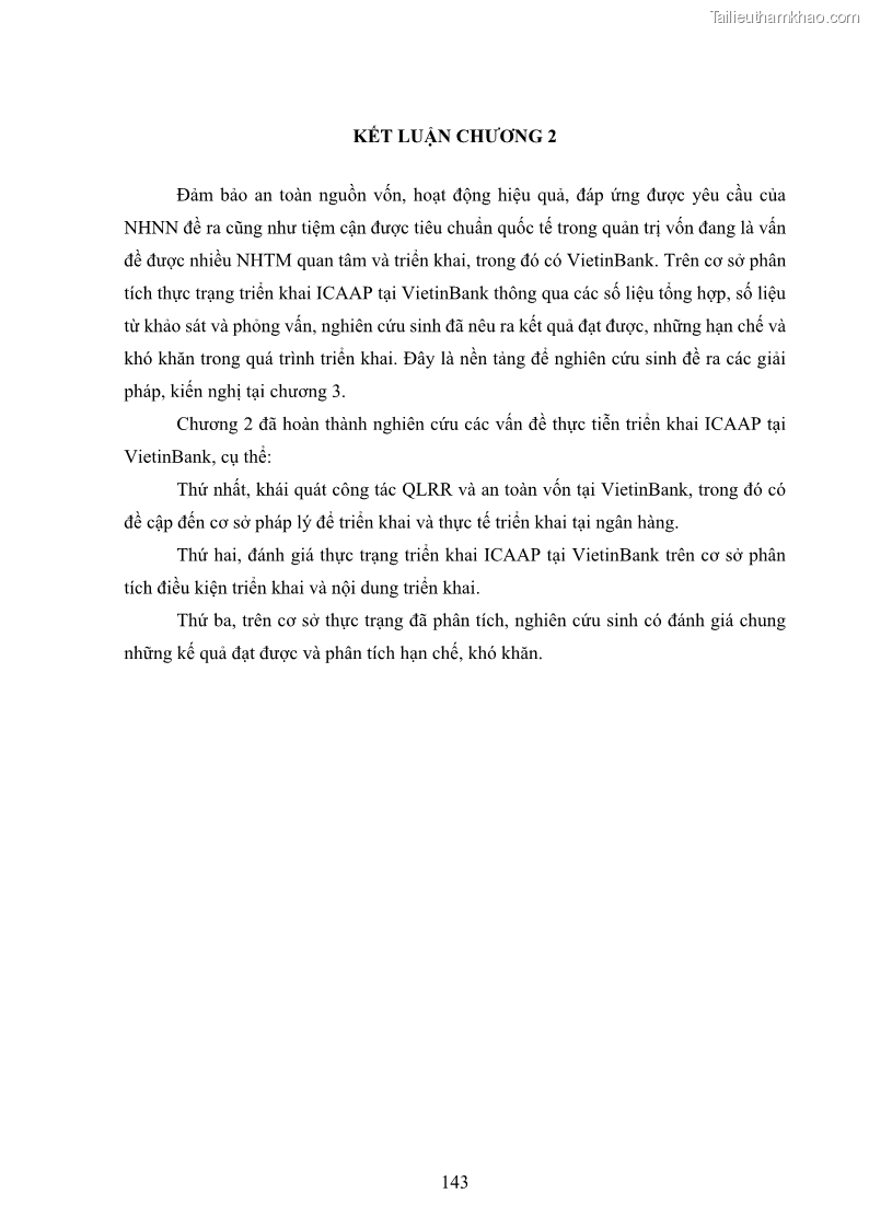 Luận án tiến sĩ kinh tế Khung đánh giá an toàn vốn nội bộ ICAAP của Ngân hàng Thương mại cổ phần Công thương Việt Nam - 13 Trang 154