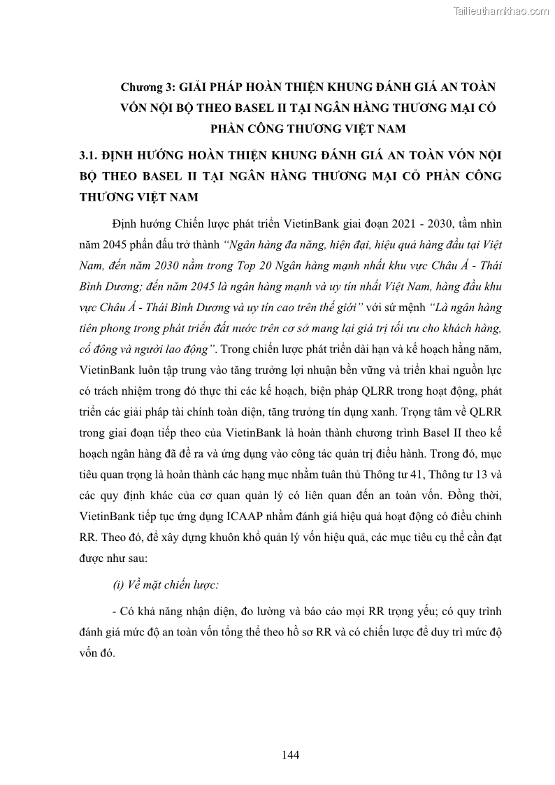Luận án tiến sĩ kinh tế Khung đánh giá an toàn vốn nội bộ ICAAP của Ngân hàng Thương mại cổ phần Công thương Việt Nam - 13 Trang 155