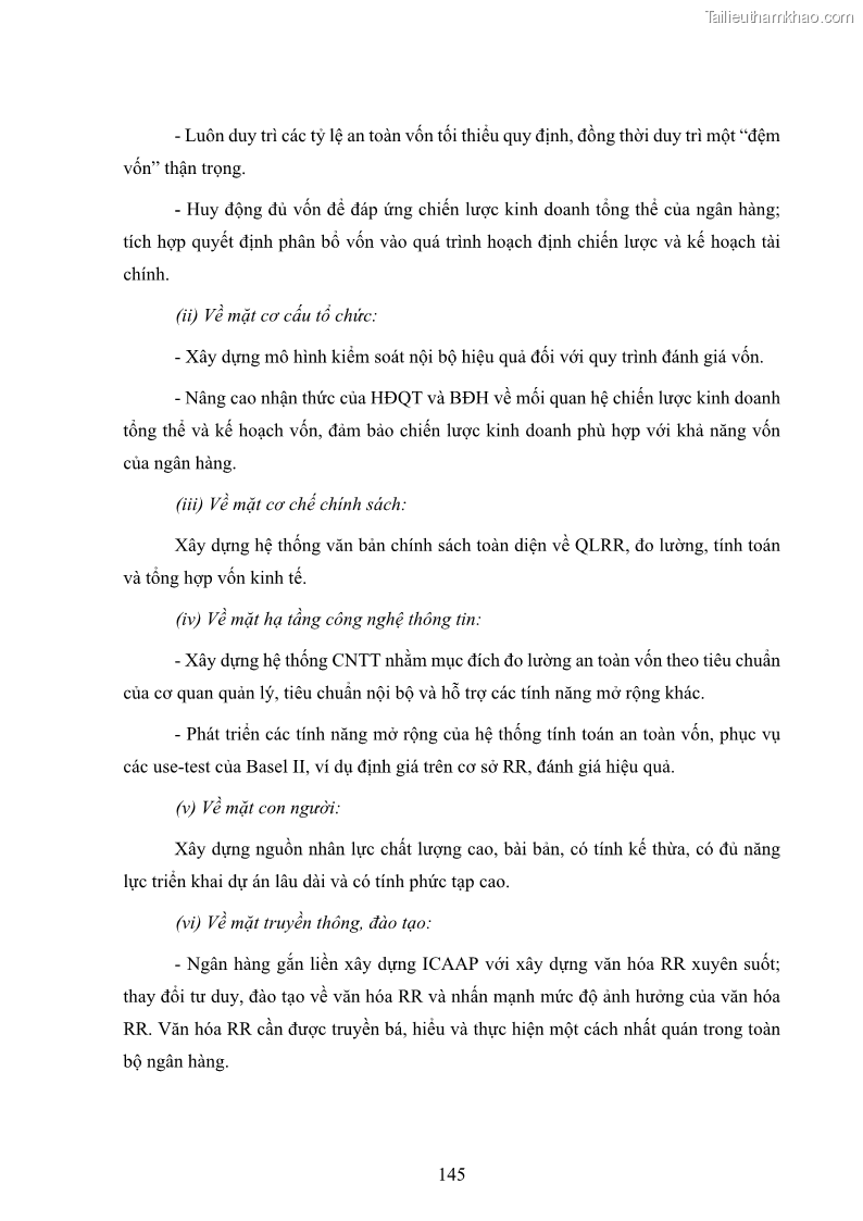 Luận án tiến sĩ kinh tế Khung đánh giá an toàn vốn nội bộ ICAAP của Ngân hàng Thương mại cổ phần Công thương Việt Nam - 13 Trang 156