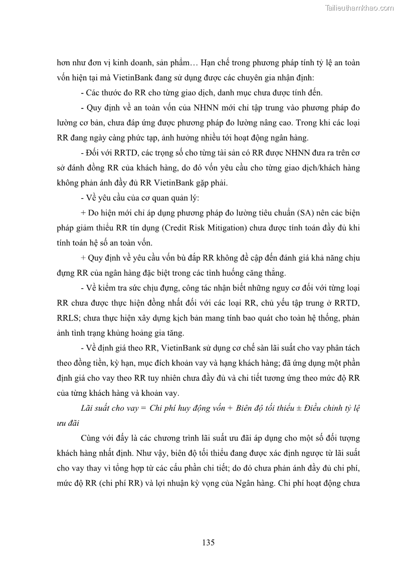 Luận án tiến sĩ kinh tế Khung đánh giá an toàn vốn nội bộ ICAAP của Ngân hàng Thương mại cổ phần Công thương Việt Nam - 13 Trang 146