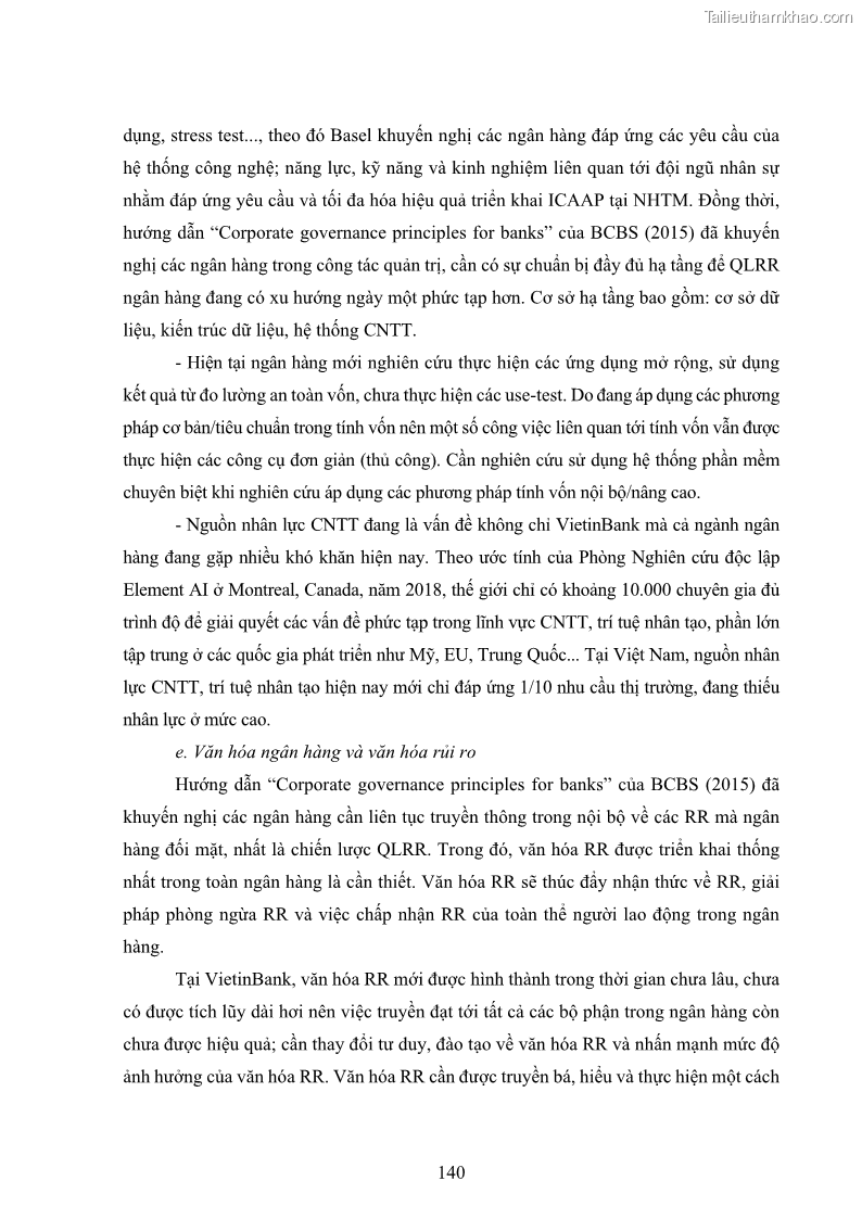 Luận án tiến sĩ kinh tế Khung đánh giá an toàn vốn nội bộ ICAAP của Ngân hàng Thương mại cổ phần Công thương Việt Nam - 13 Trang 151