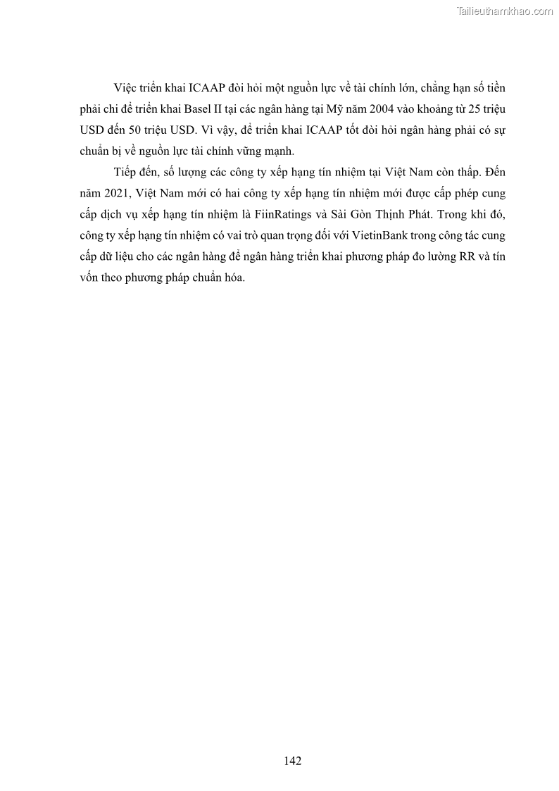 Luận án tiến sĩ kinh tế Khung đánh giá an toàn vốn nội bộ ICAAP của Ngân hàng Thương mại cổ phần Công thương Việt Nam - 13 Trang 153