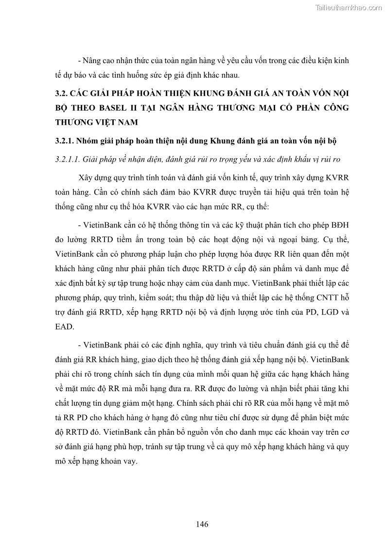 Luận án tiến sĩ kinh tế Khung đánh giá an toàn vốn nội bộ ICAAP của Ngân hàng Thương mại cổ phần Công thương Việt Nam - 14 Trang 157