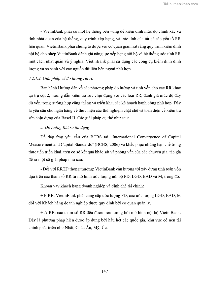Luận án tiến sĩ kinh tế Khung đánh giá an toàn vốn nội bộ ICAAP của Ngân hàng Thương mại cổ phần Công thương Việt Nam - 14 Trang 158