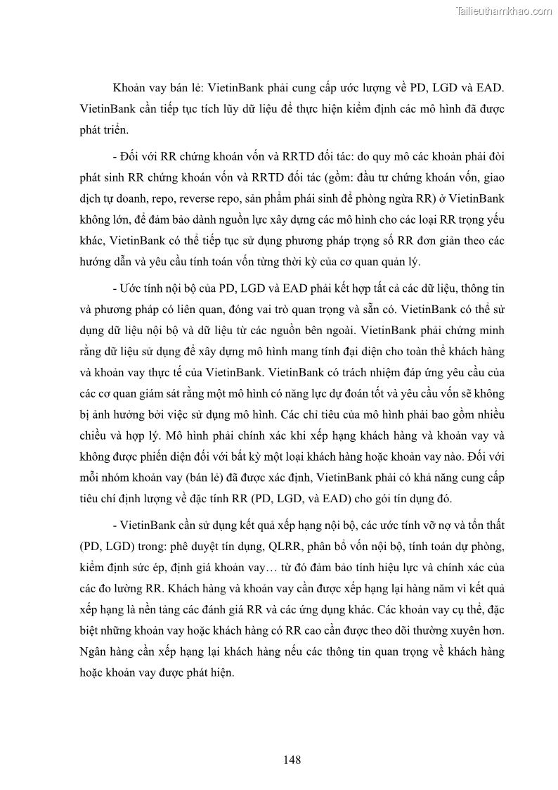 Luận án tiến sĩ kinh tế Khung đánh giá an toàn vốn nội bộ ICAAP của Ngân hàng Thương mại cổ phần Công thương Việt Nam - 14 Trang 159