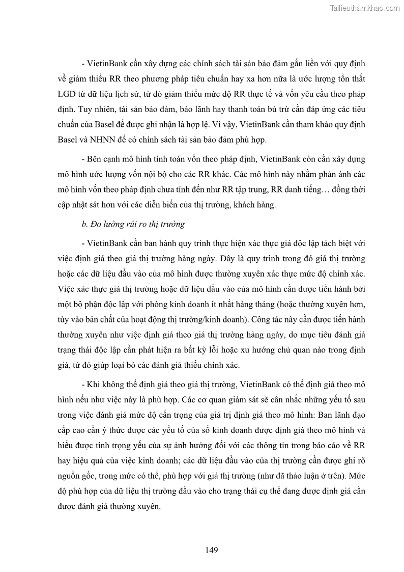 Luận án tiến sĩ kinh tế Khung đánh giá an toàn vốn nội bộ ICAAP của Ngân hàng Thương mại cổ phần Công thương Việt Nam - 14 Trang 160