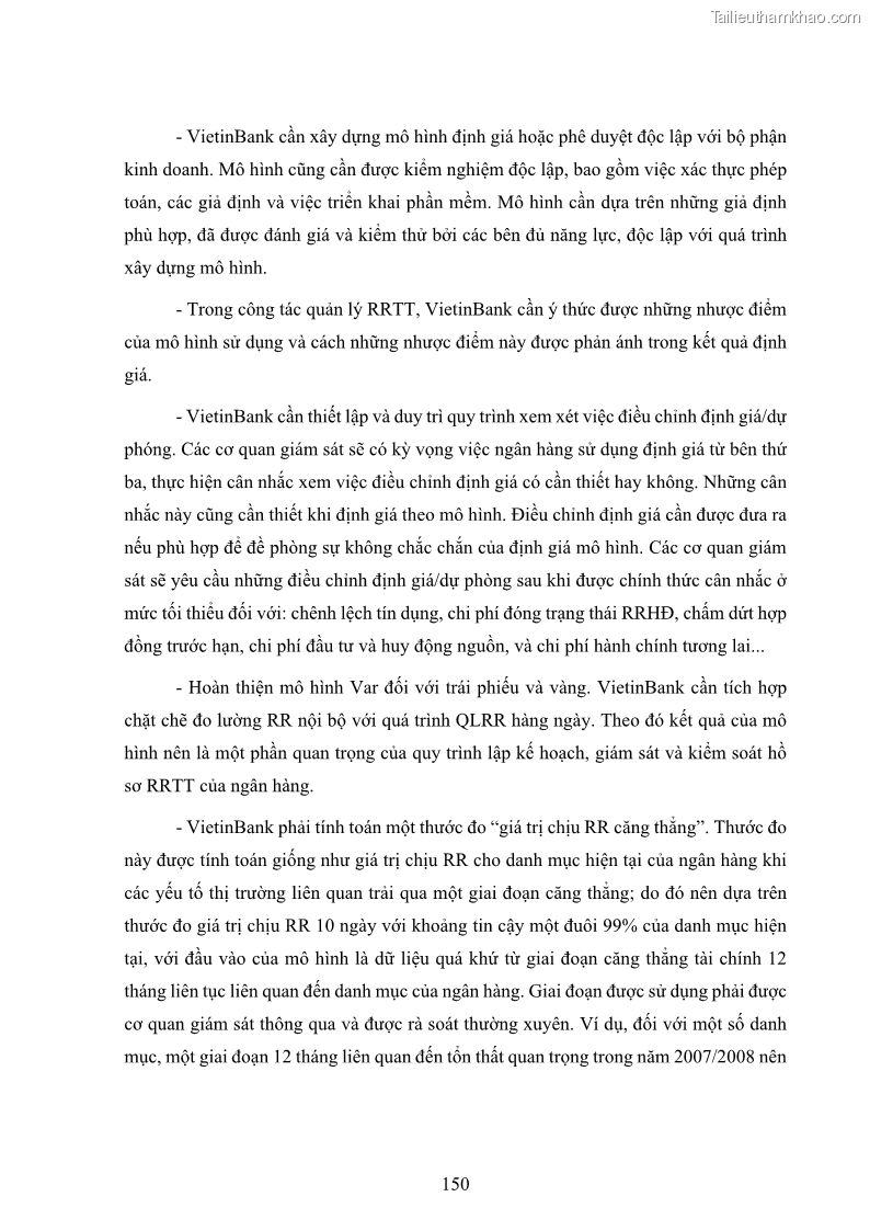 Luận án tiến sĩ kinh tế Khung đánh giá an toàn vốn nội bộ ICAAP của Ngân hàng Thương mại cổ phần Công thương Việt Nam - 14 Trang 161