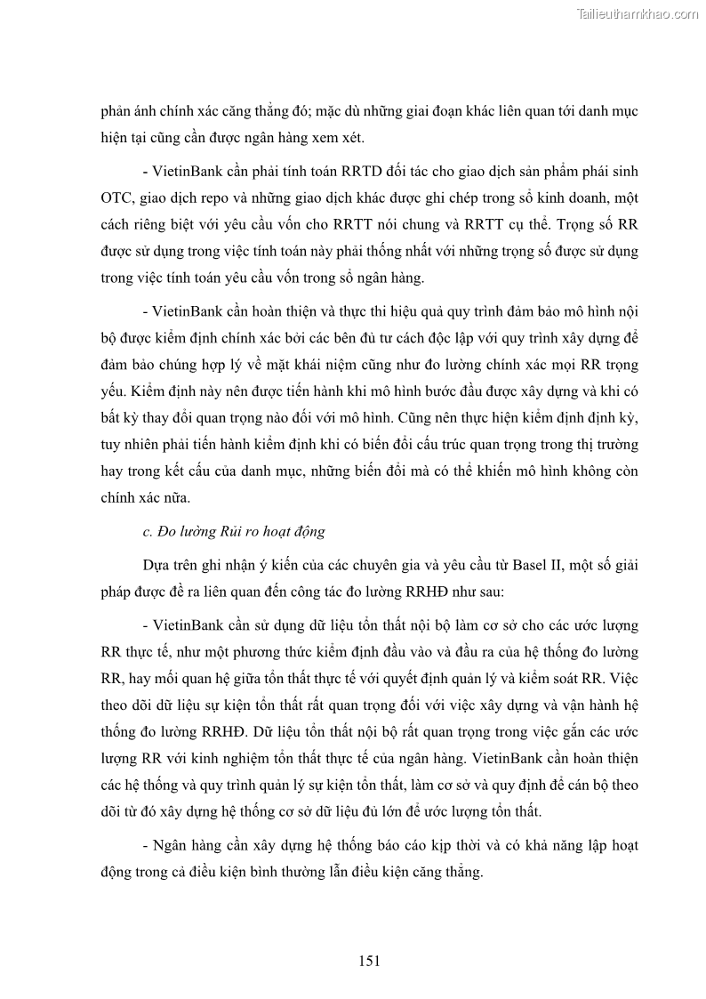Luận án tiến sĩ kinh tế Khung đánh giá an toàn vốn nội bộ ICAAP của Ngân hàng Thương mại cổ phần Công thương Việt Nam - 14 Trang 162