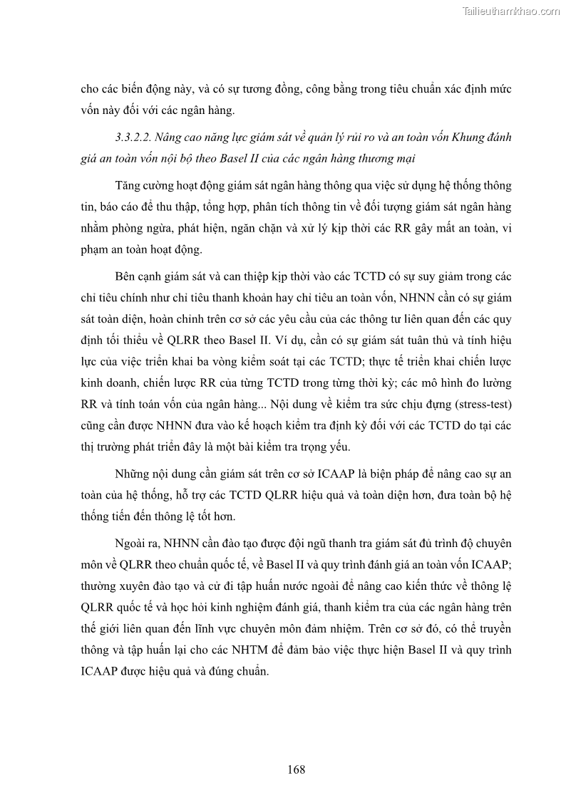 Luận án tiến sĩ kinh tế Khung đánh giá an toàn vốn nội bộ ICAAP của Ngân hàng Thương mại cổ phần Công thương Việt Nam - 15 Trang 179