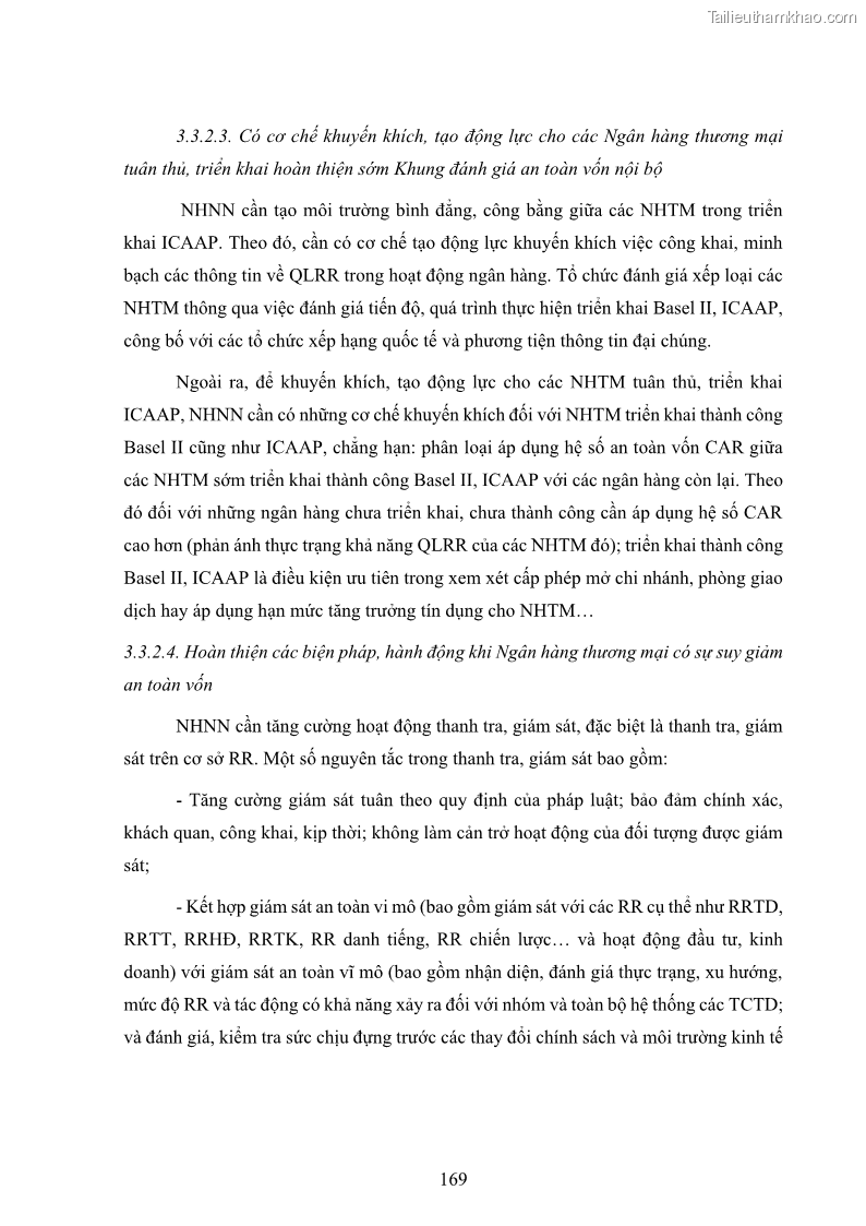 Luận án tiến sĩ kinh tế Khung đánh giá an toàn vốn nội bộ ICAAP của Ngân hàng Thương mại cổ phần Công thương Việt Nam - 15 Trang 180