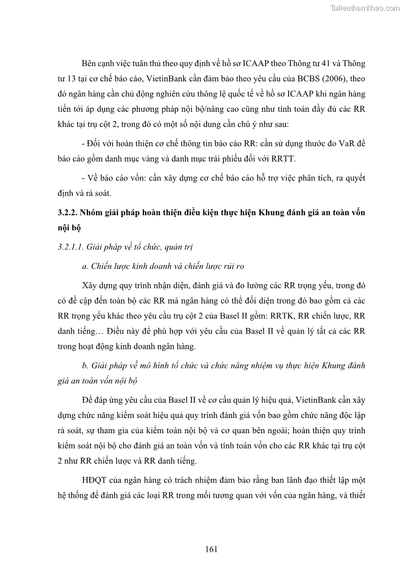 Luận án tiến sĩ kinh tế Khung đánh giá an toàn vốn nội bộ ICAAP của Ngân hàng Thương mại cổ phần Công thương Việt Nam - 15 Trang 172