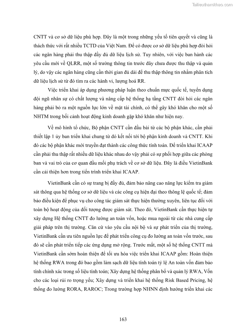 Luận án tiến sĩ kinh tế Khung đánh giá an toàn vốn nội bộ ICAAP của Ngân hàng Thương mại cổ phần Công thương Việt Nam - 15 Trang 174