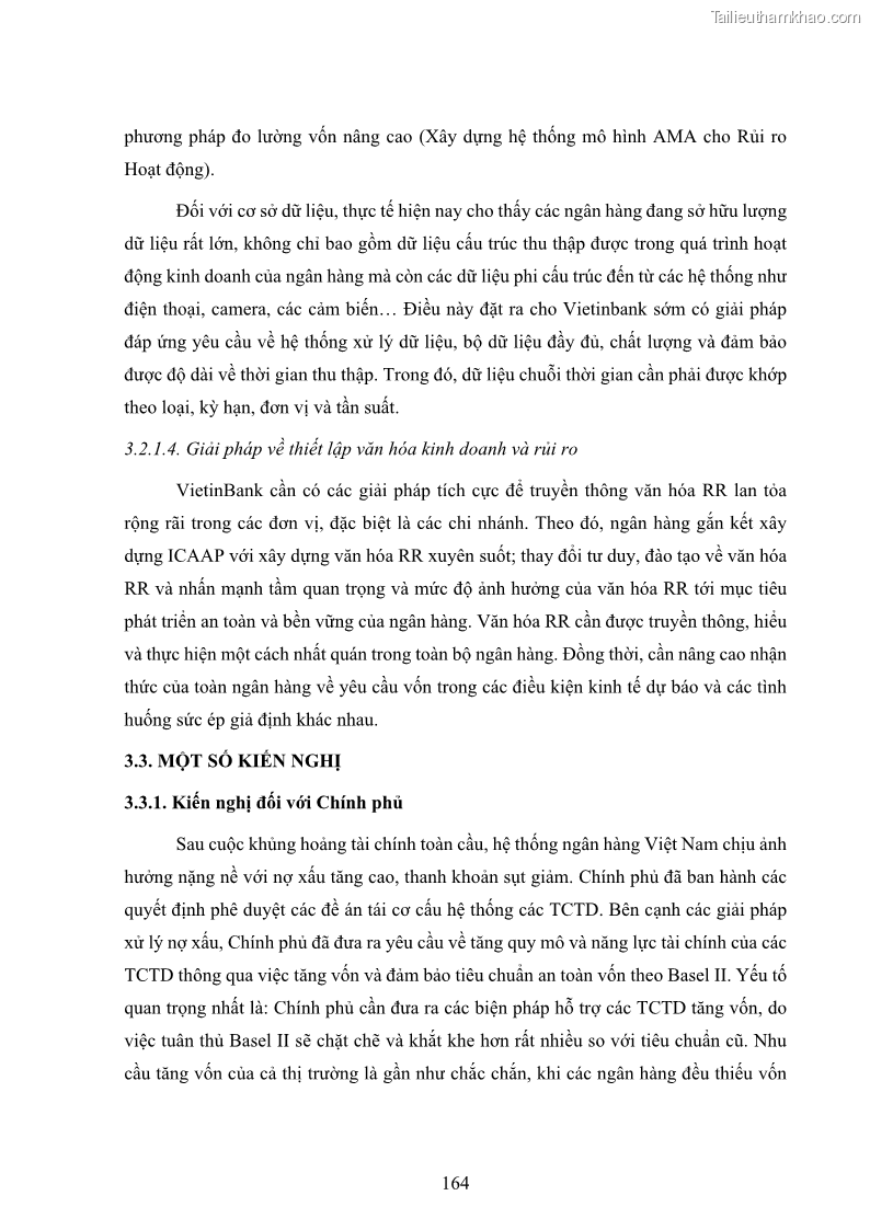 Luận án tiến sĩ kinh tế Khung đánh giá an toàn vốn nội bộ ICAAP của Ngân hàng Thương mại cổ phần Công thương Việt Nam - 15 Trang 175