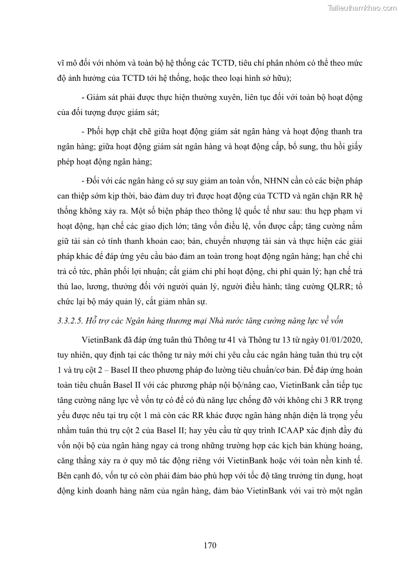 Luận án tiến sĩ kinh tế Khung đánh giá an toàn vốn nội bộ ICAAP của Ngân hàng Thương mại cổ phần Công thương Việt Nam - 16 Trang 181