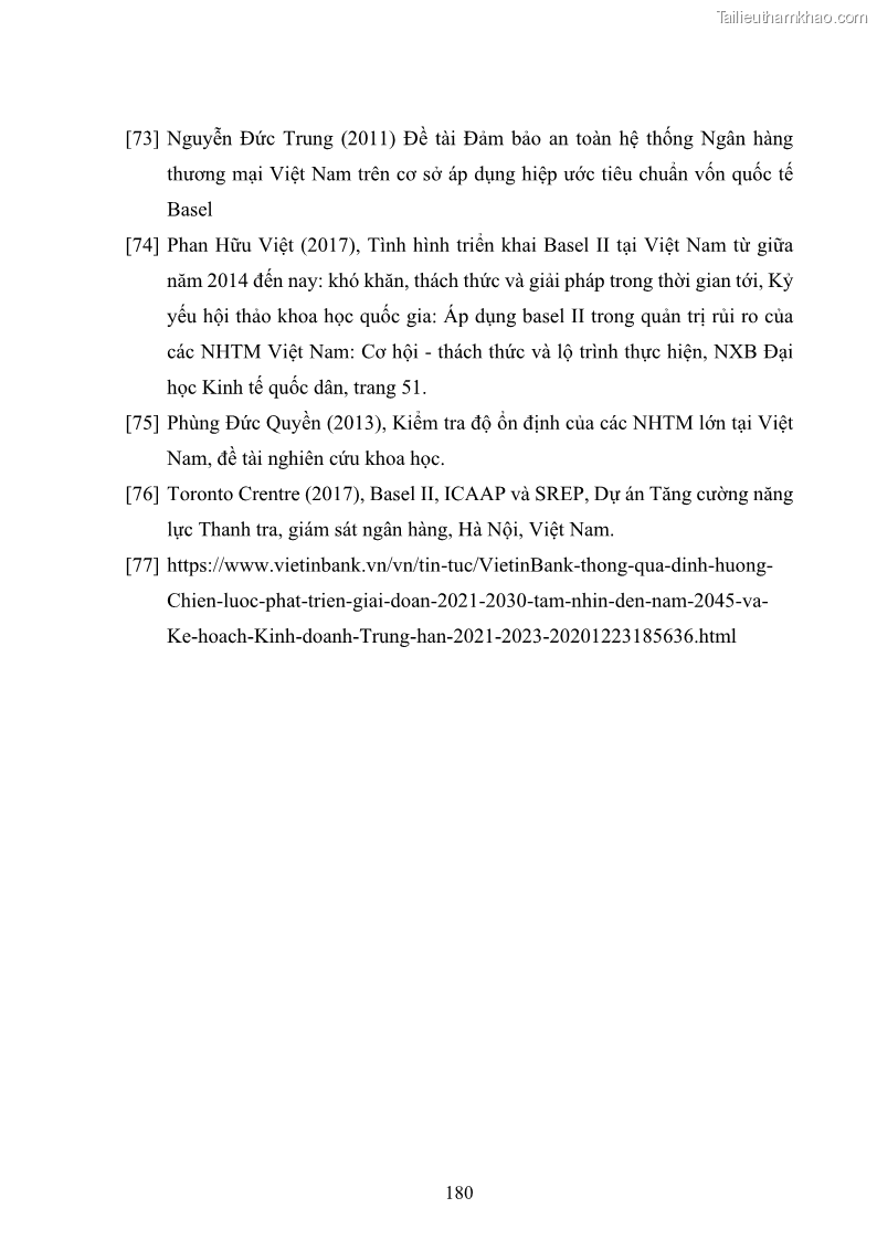 Luận án tiến sĩ kinh tế Khung đánh giá an toàn vốn nội bộ ICAAP của Ngân hàng Thương mại cổ phần Công thương Việt Nam - 16 Trang 191