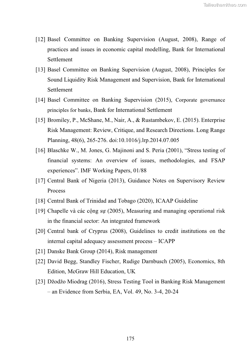 Luận án tiến sĩ kinh tế Khung đánh giá an toàn vốn nội bộ ICAAP của Ngân hàng Thương mại cổ phần Công thương Việt Nam - 16 Trang 186