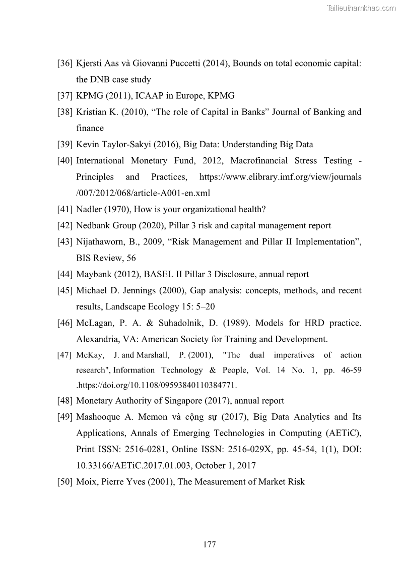 Luận án tiến sĩ kinh tế Khung đánh giá an toàn vốn nội bộ ICAAP của Ngân hàng Thương mại cổ phần Công thương Việt Nam - 16 Trang 188