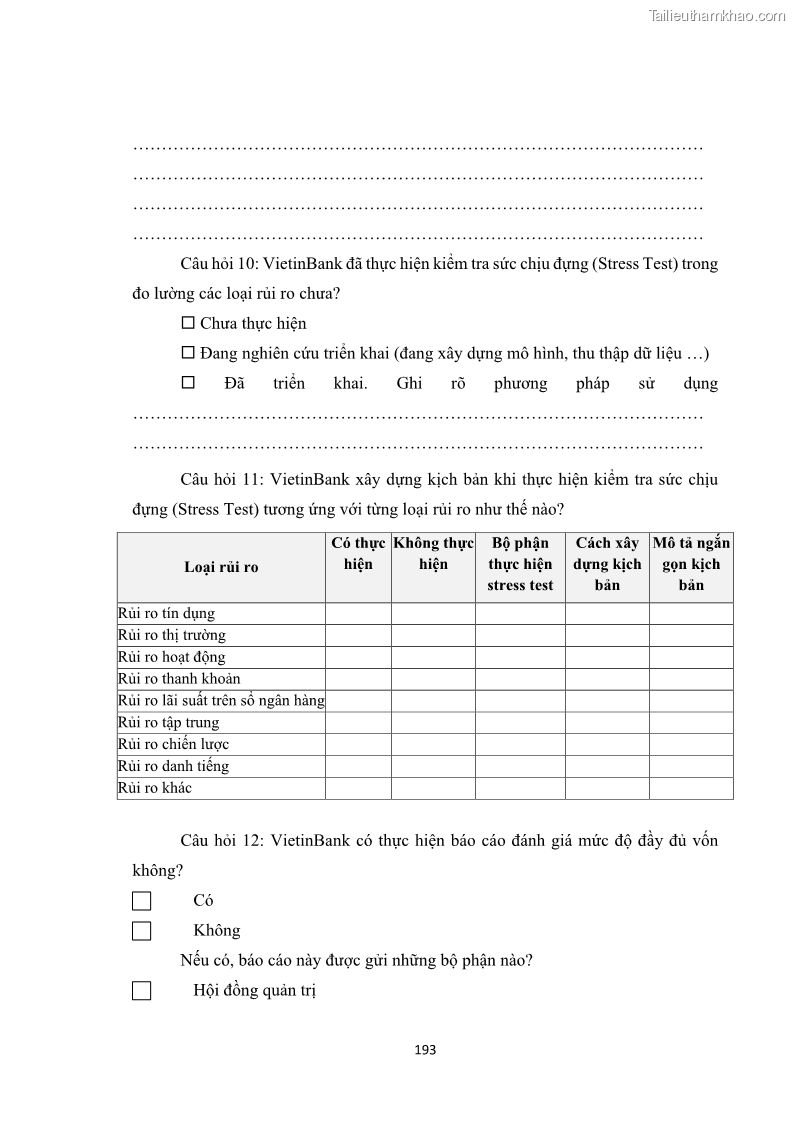 Luận án tiến sĩ kinh tế Khung đánh giá an toàn vốn nội bộ ICAAP của Ngân hàng Thương mại cổ phần Công thương Việt Nam - 17 Trang 198