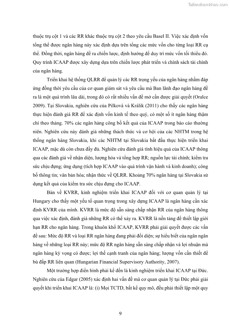 Luận án tiến sĩ kinh tế Khung đánh giá an toàn vốn nội bộ ICAAP của Ngân hàng Thương mại cổ phần Công thương Việt Nam - 2 Trang 20