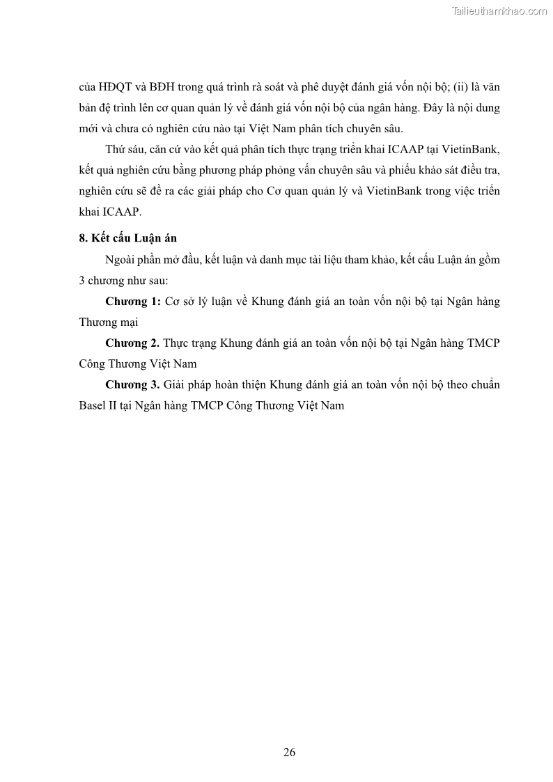 Luận án tiến sĩ kinh tế Khung đánh giá an toàn vốn nội bộ ICAAP của Ngân hàng Thương mại cổ phần Công thương Việt Nam - 4 Trang 37