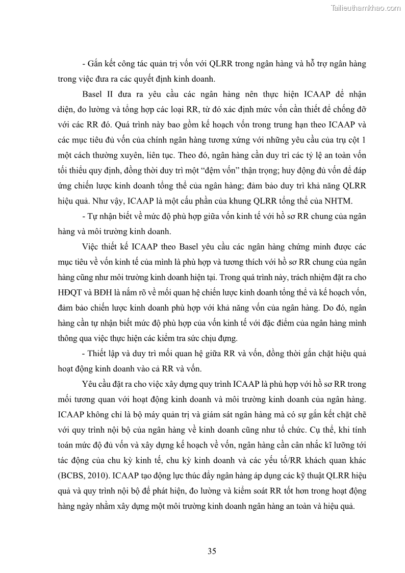 Luận án tiến sĩ kinh tế Khung đánh giá an toàn vốn nội bộ ICAAP của Ngân hàng Thương mại cổ phần Công thương Việt Nam - 4 Trang 46