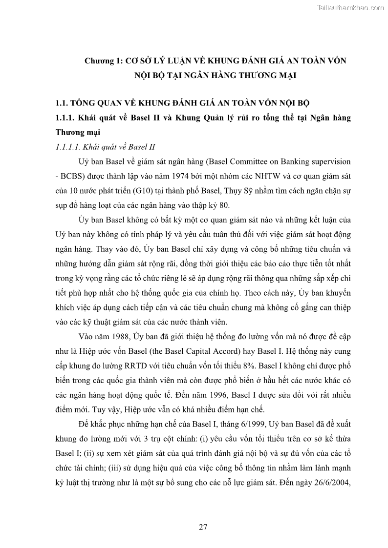 Luận án tiến sĩ kinh tế Khung đánh giá an toàn vốn nội bộ ICAAP của Ngân hàng Thương mại cổ phần Công thương Việt Nam - 4 Trang 38