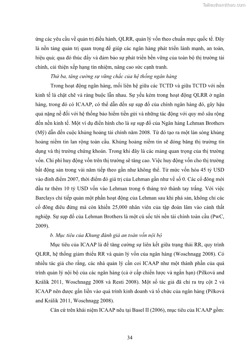 Luận án tiến sĩ kinh tế Khung đánh giá an toàn vốn nội bộ ICAAP của Ngân hàng Thương mại cổ phần Công thương Việt Nam - 4 Trang 45