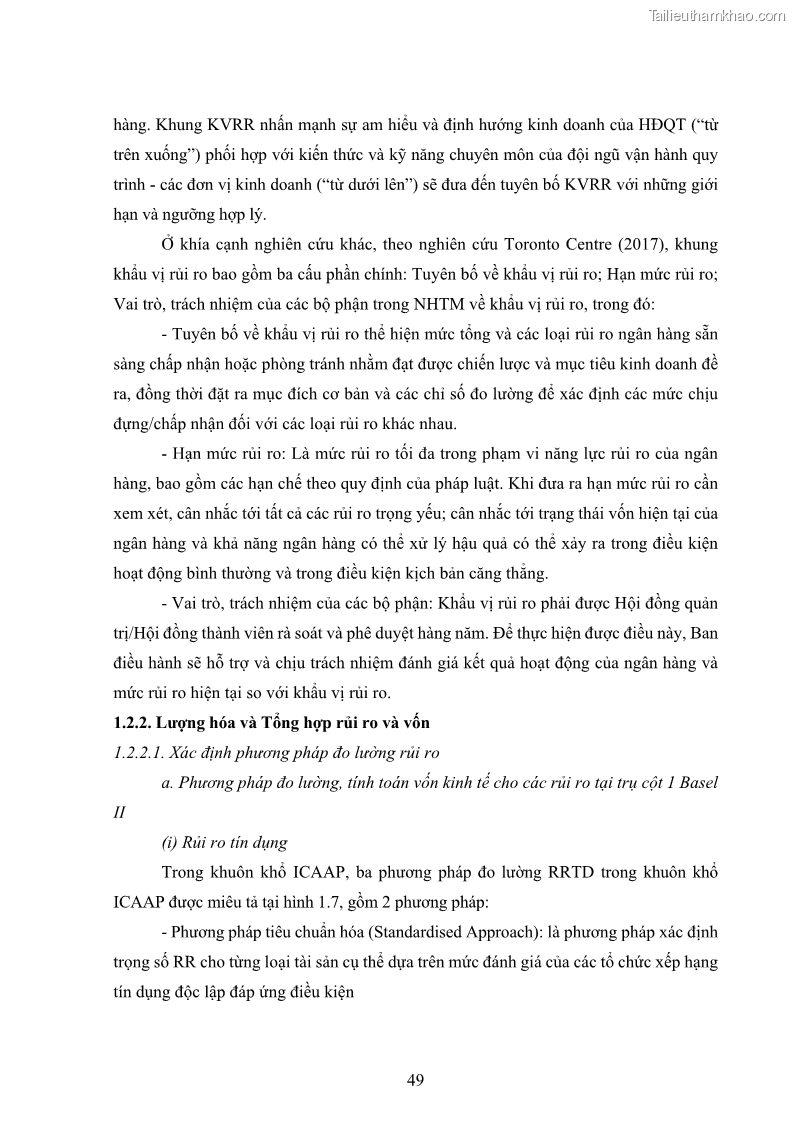 Luận án tiến sĩ kinh tế Khung đánh giá an toàn vốn nội bộ ICAAP của Ngân hàng Thương mại cổ phần Công thương Việt Nam - 5 Trang 60