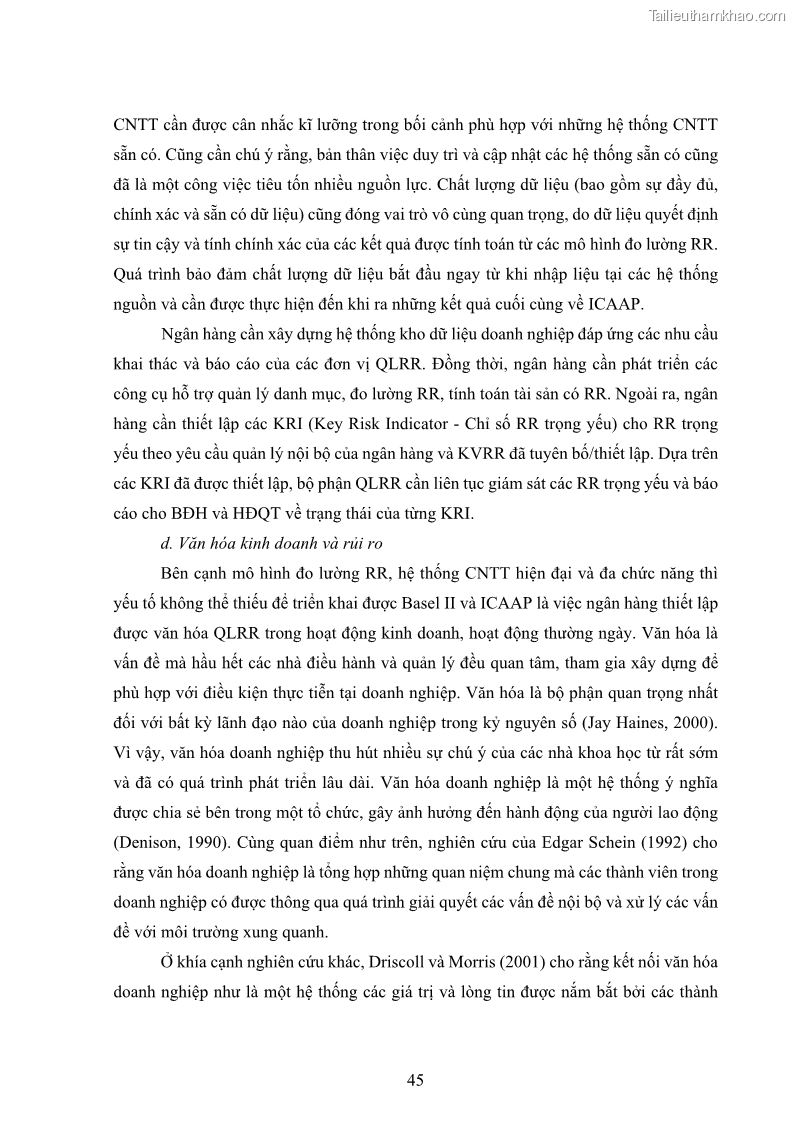 Luận án tiến sĩ kinh tế Khung đánh giá an toàn vốn nội bộ ICAAP của Ngân hàng Thương mại cổ phần Công thương Việt Nam - 5 Trang 56