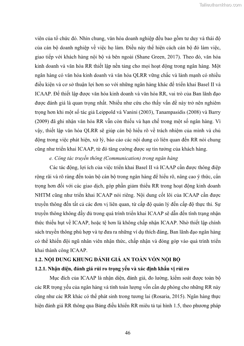 Luận án tiến sĩ kinh tế Khung đánh giá an toàn vốn nội bộ ICAAP của Ngân hàng Thương mại cổ phần Công thương Việt Nam - 5 Trang 57