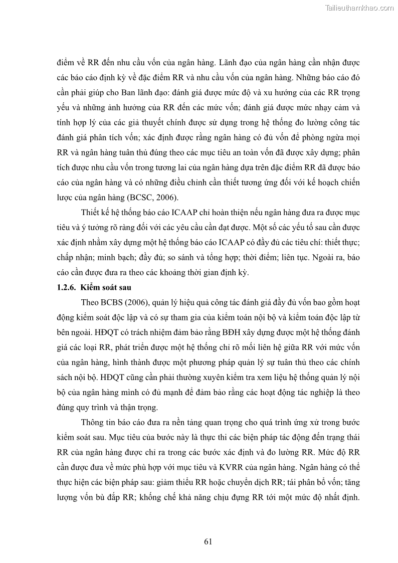Luận án tiến sĩ kinh tế Khung đánh giá an toàn vốn nội bộ ICAAP của Ngân hàng Thương mại cổ phần Công thương Việt Nam - 6 Trang 72
