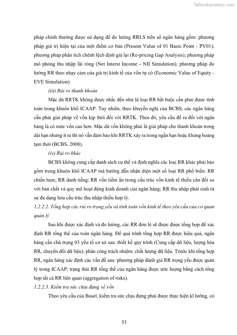 Luận án tiến sĩ kinh tế Khung đánh giá an toàn vốn nội bộ ICAAP của Ngân hàng Thương mại cổ phần Công thương Việt Nam - 6 Trang 64