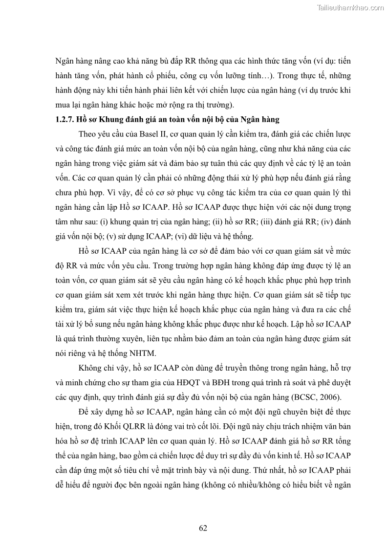 Luận án tiến sĩ kinh tế Khung đánh giá an toàn vốn nội bộ ICAAP của Ngân hàng Thương mại cổ phần Công thương Việt Nam - 7 Trang 73