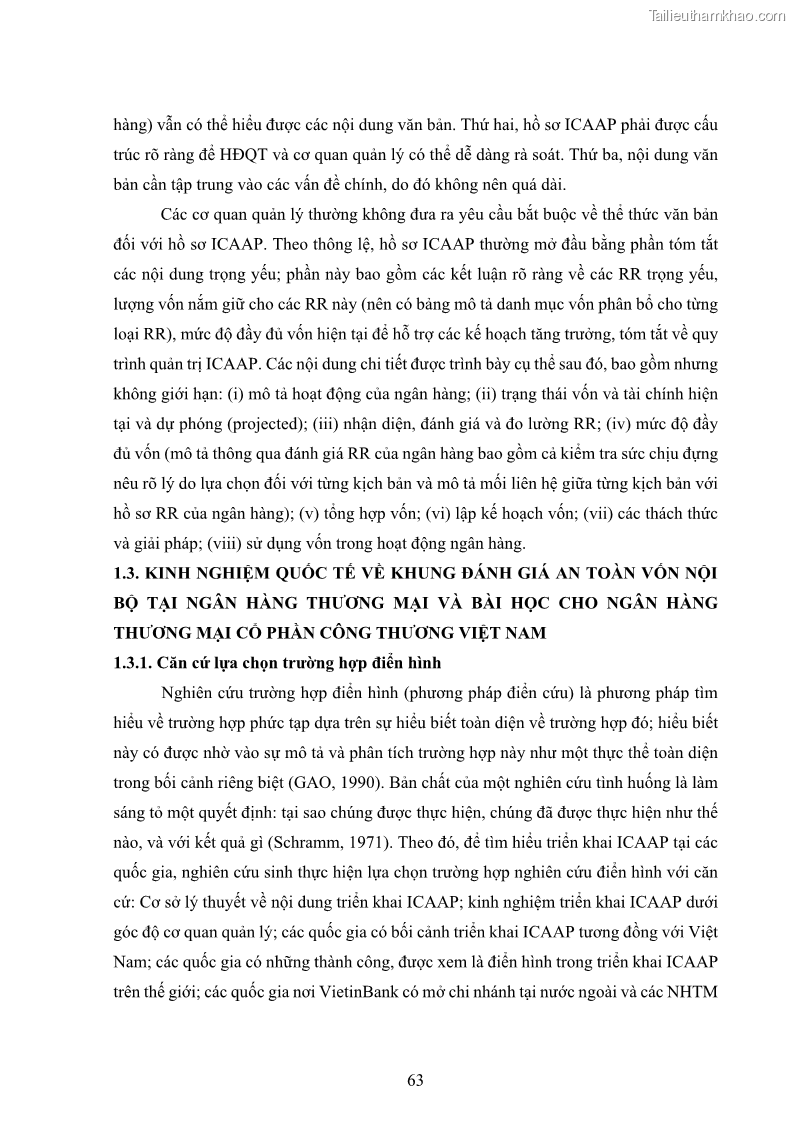 Luận án tiến sĩ kinh tế Khung đánh giá an toàn vốn nội bộ ICAAP của Ngân hàng Thương mại cổ phần Công thương Việt Nam - 7 Trang 74