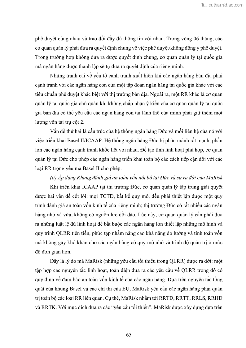 Luận án tiến sĩ kinh tế Khung đánh giá an toàn vốn nội bộ ICAAP của Ngân hàng Thương mại cổ phần Công thương Việt Nam - 7 Trang 76