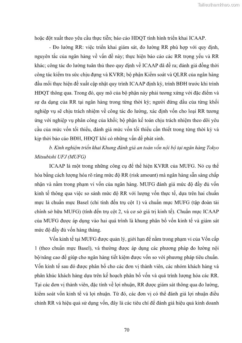 Luận án tiến sĩ kinh tế Khung đánh giá an toàn vốn nội bộ ICAAP của Ngân hàng Thương mại cổ phần Công thương Việt Nam - 7 Trang 81