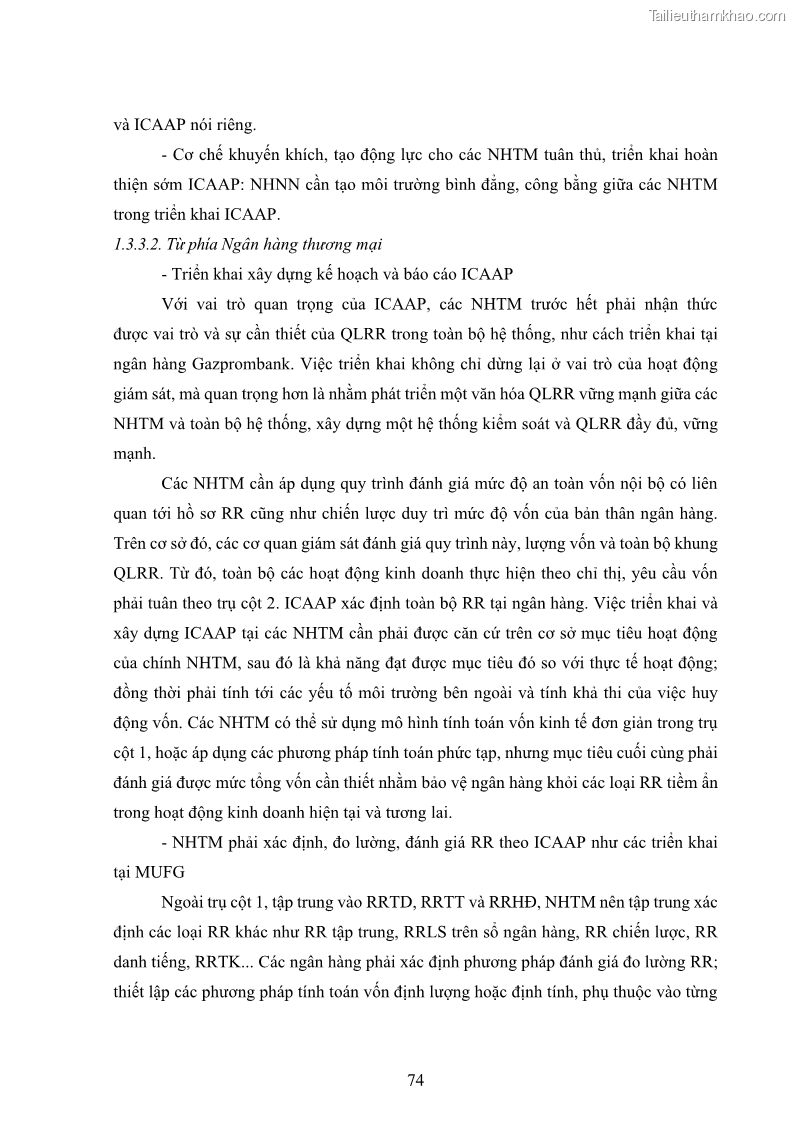 Luận án tiến sĩ kinh tế Khung đánh giá an toàn vốn nội bộ ICAAP của Ngân hàng Thương mại cổ phần Công thương Việt Nam - 8 Trang 85
