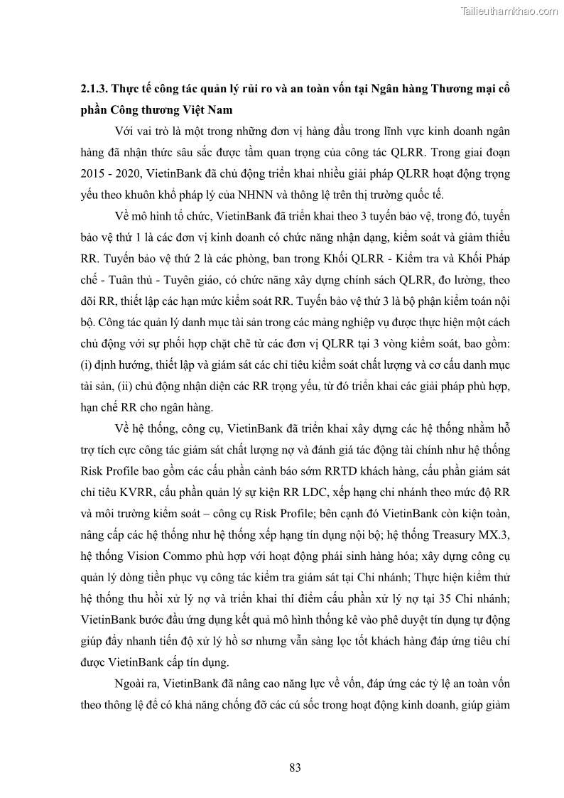 Luận án tiến sĩ kinh tế Khung đánh giá an toàn vốn nội bộ ICAAP của Ngân hàng Thương mại cổ phần Công thương Việt Nam - 8 Trang 94