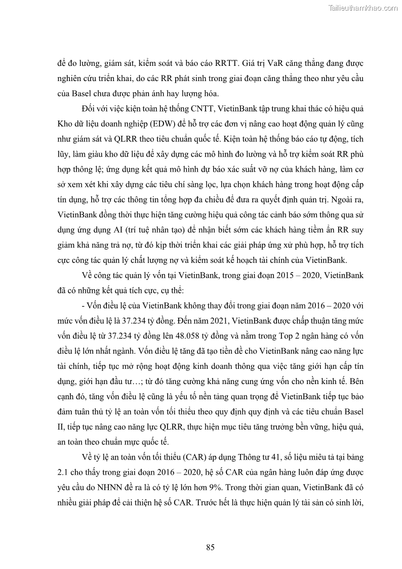 Luận án tiến sĩ kinh tế Khung đánh giá an toàn vốn nội bộ ICAAP của Ngân hàng Thương mại cổ phần Công thương Việt Nam - 8 Trang 96