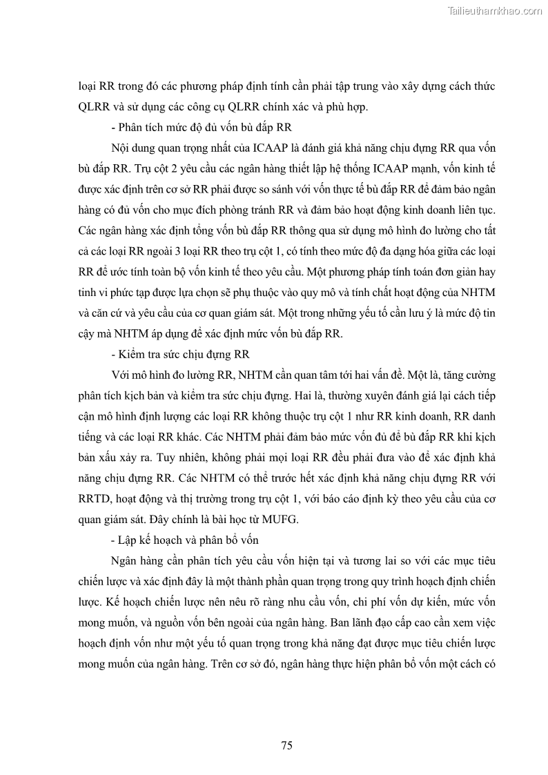 Luận án tiến sĩ kinh tế Khung đánh giá an toàn vốn nội bộ ICAAP của Ngân hàng Thương mại cổ phần Công thương Việt Nam - 8 Trang 86